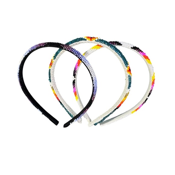 3 Girls Beaded Headbands First Nations Native American - Picture 1 of 8